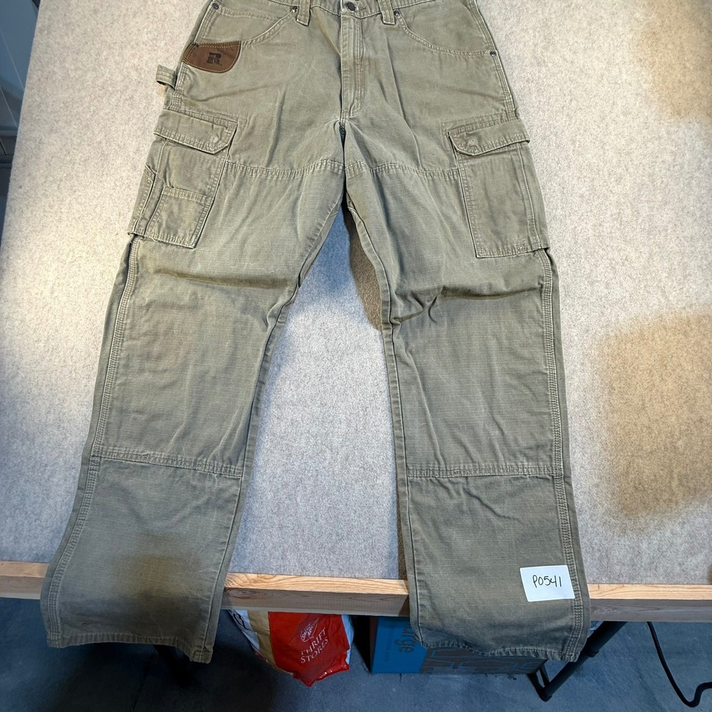 Wrangler RIGGS Workwear Mens Cargo Pants Olive Green Ripstop 3W060BR 35x34